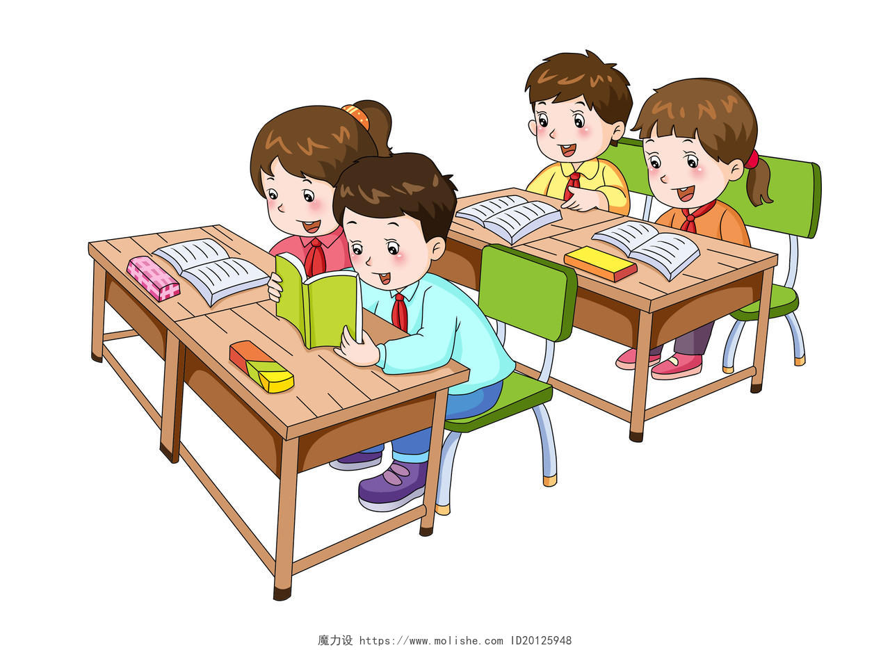 开学学生坐在教室读书